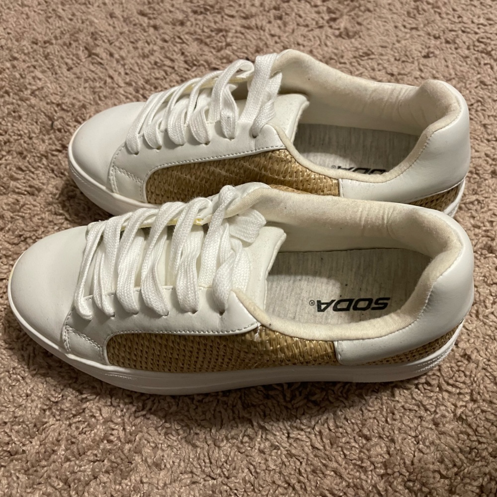 Beautiful white and tan hemped sneakers